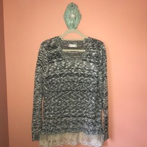 Marbled Sweater with Lace Detail